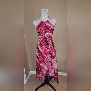 Ark & Co Vibrant Pink Patterned High Low Dress